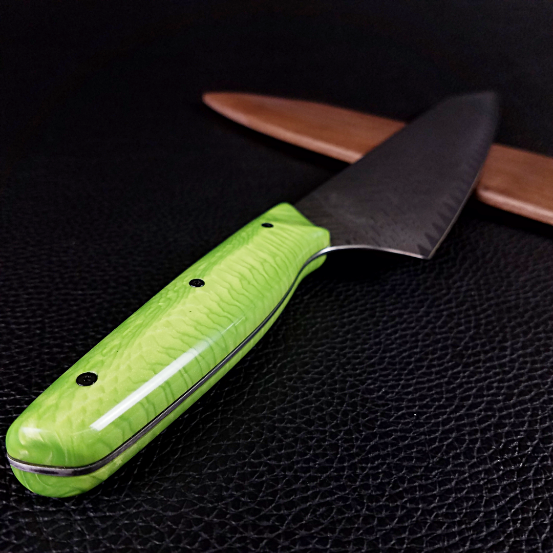 Green Mamba - Gyuto K-tip 10in Chef&#39;s Knife - Herringbone Damascus