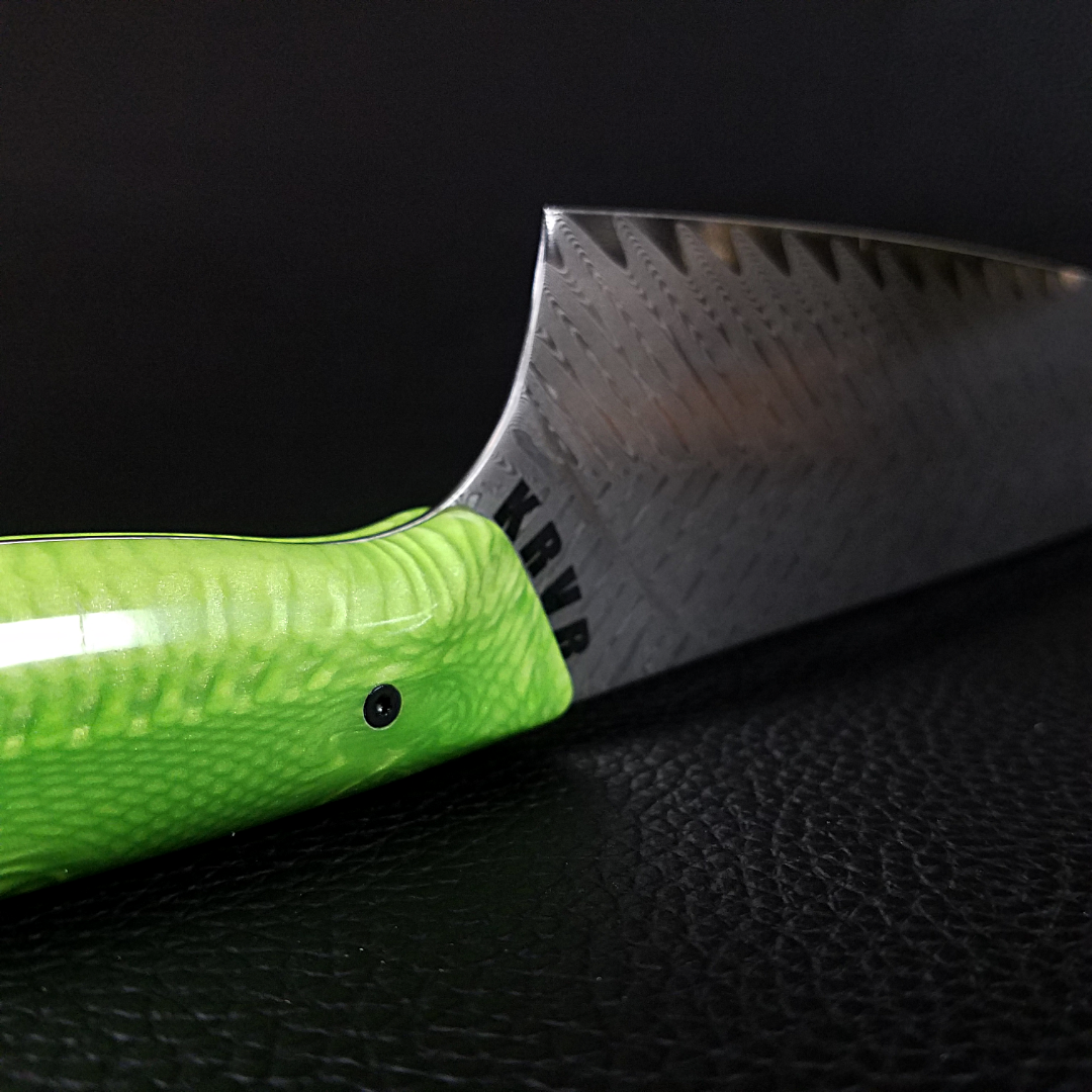 Green Mamba - Gyuto K-tip 10in Chef&#39;s Knife - Herringbone Damascus