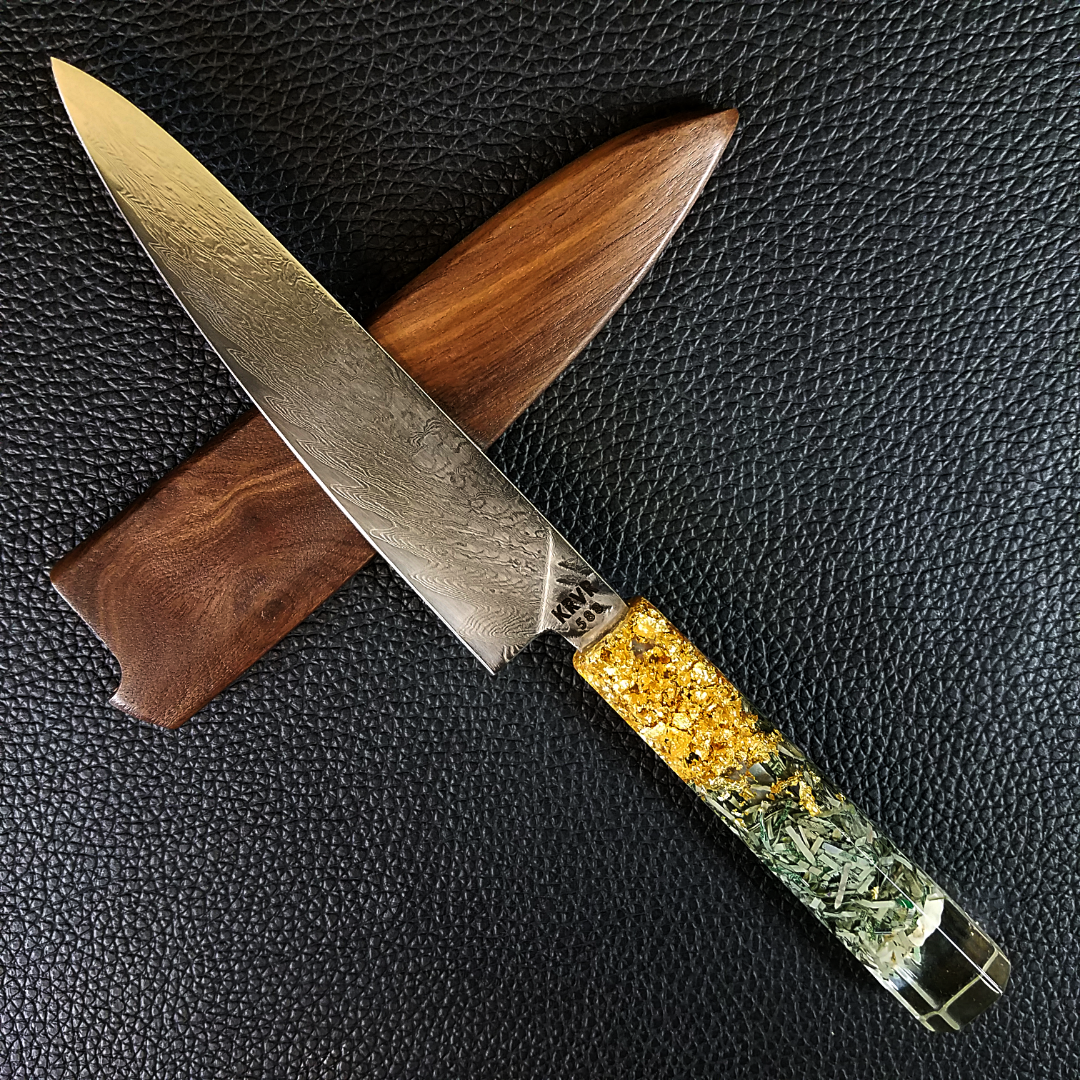 Skeleton King [Sunray] - 6in (150mm) Damascus Petty Culinary Knife