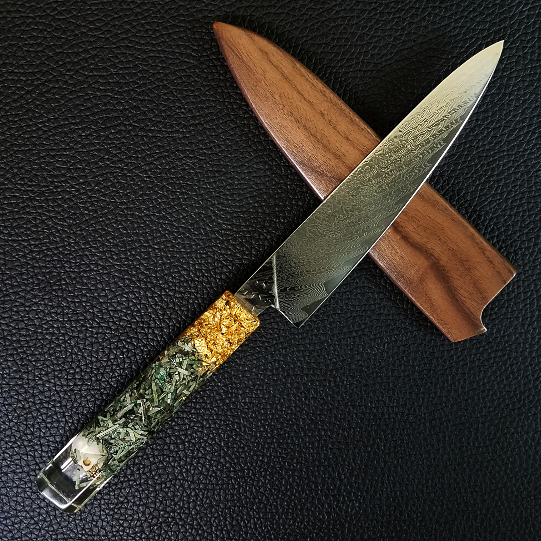 Skeleton King [Sunray] - 6in (150mm) Damascus Petty Culinary Knife