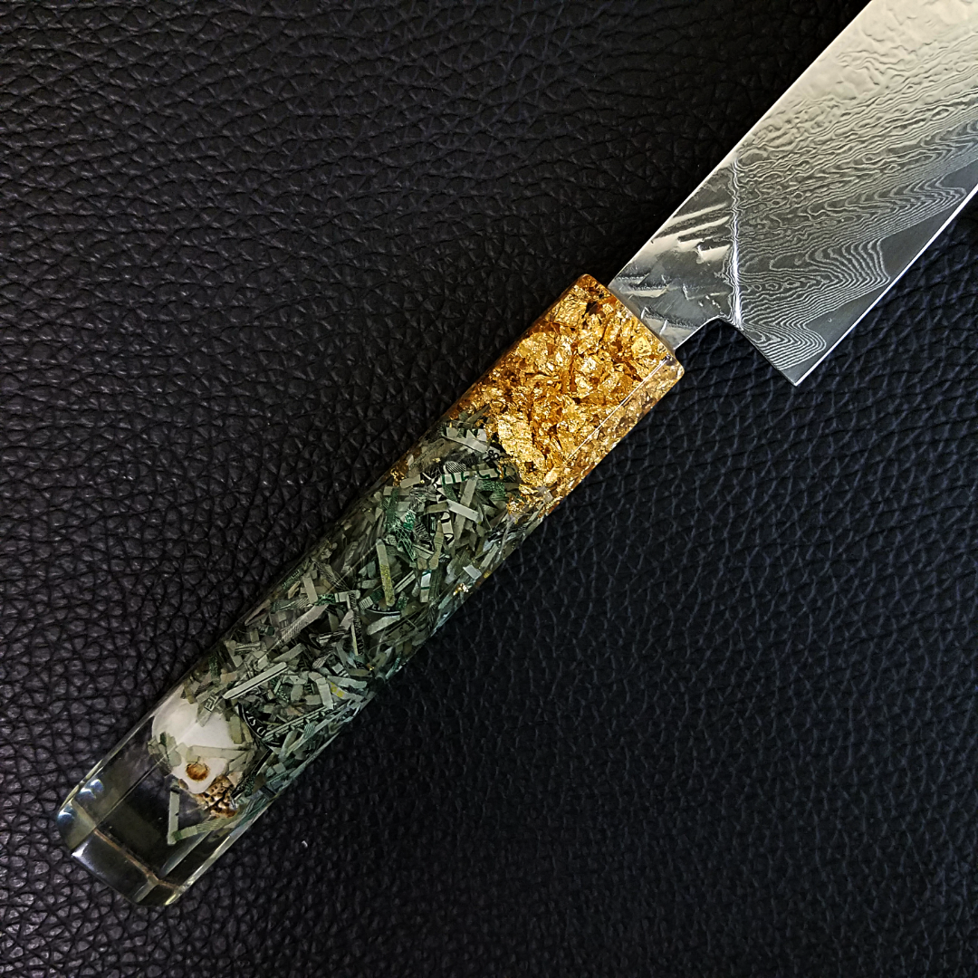 Skeleton King [Sunray] - 6in (150mm) Damascus Petty Culinary Knife