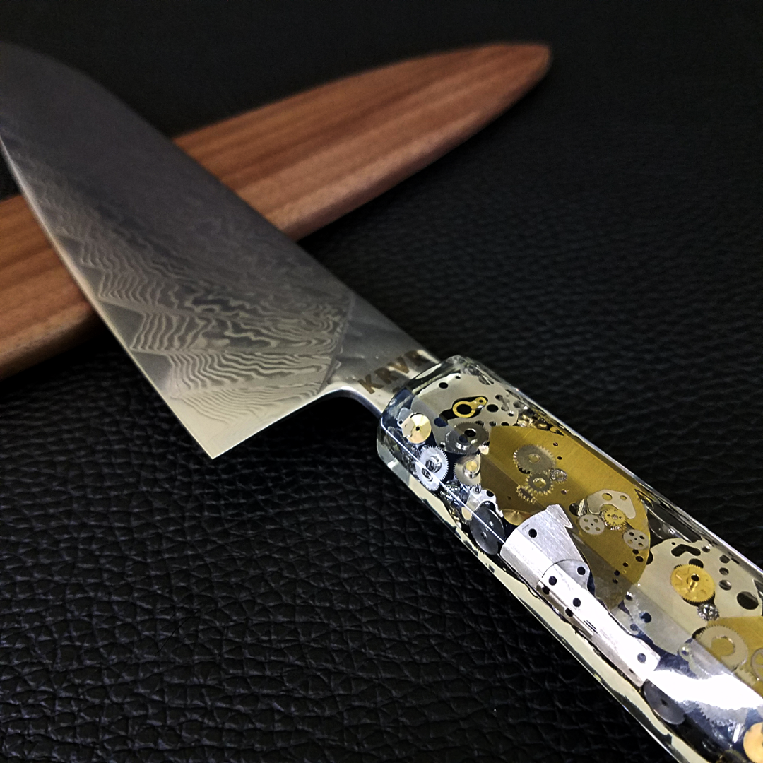 Father Time [Orange] - 210mm (8.25in) Damascus Gyuto Chef Knife