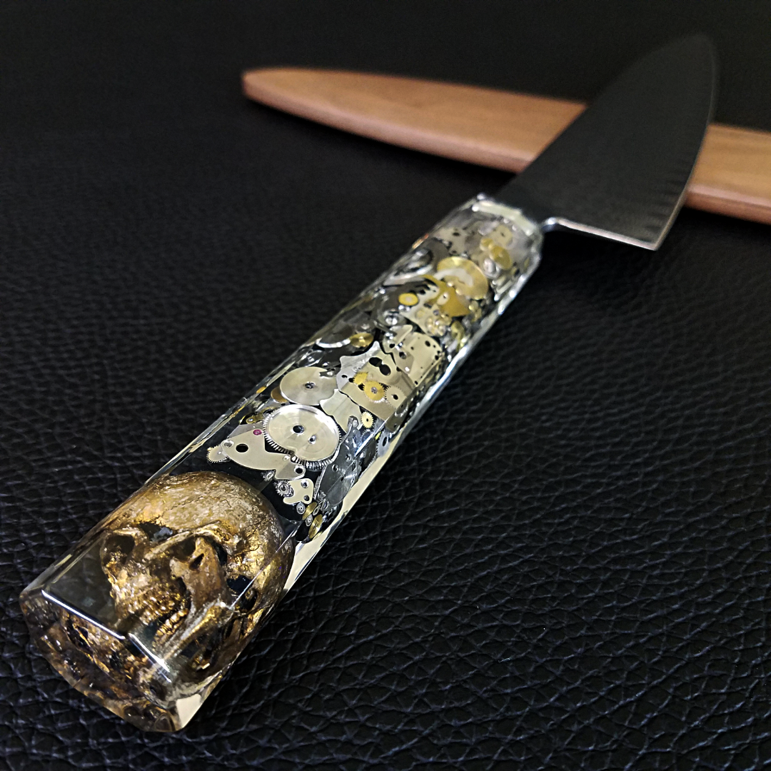 Father Time [Gold] - 210mm (8.25in) Cascade Damascus Gyuto Chef Knife
