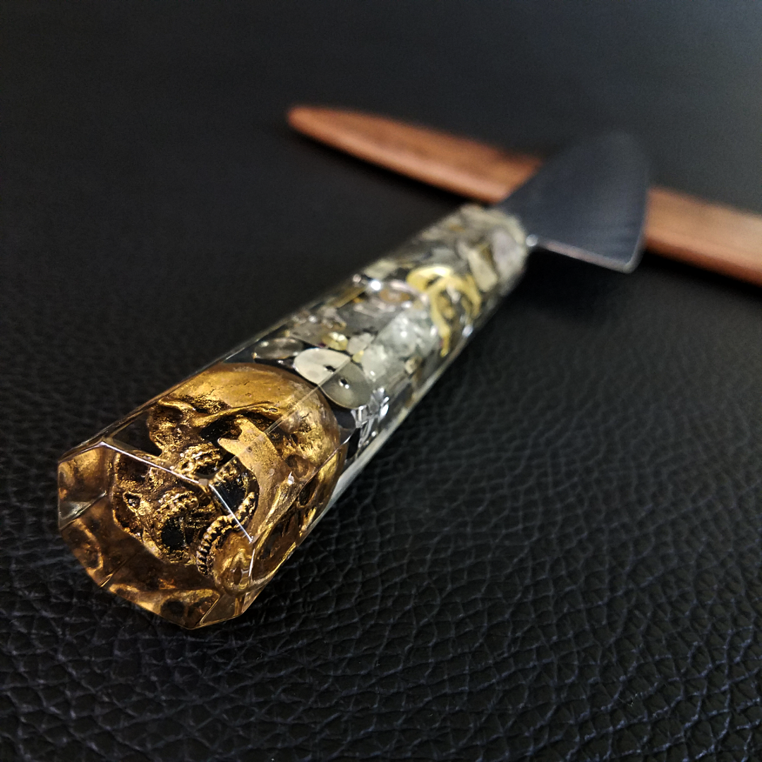 Father Time [Gold] - 210mm (8.25in) Sunray Damascus Gyuto Chef Knife