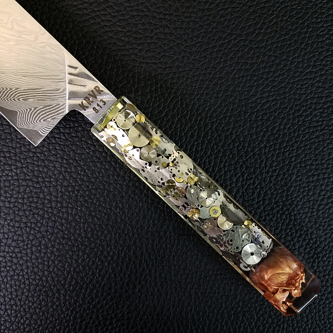 Father Time [Bronze] - 210mm (8.25in) Sunray Damascus Gyuto Chef Knife