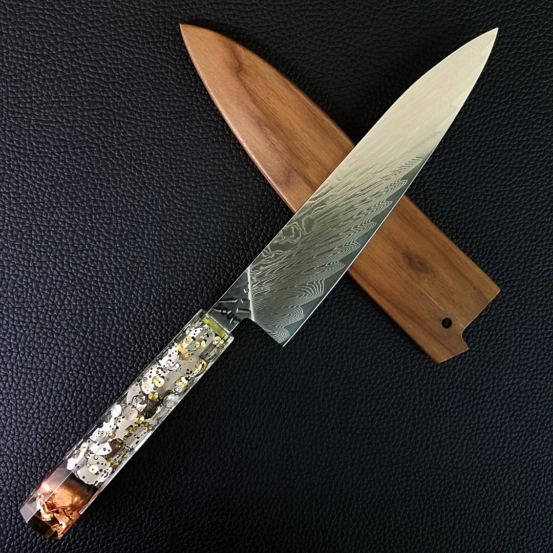 Father Time [Bronze] - 210mm (8.25in) Sunray Damascus Gyuto Chef Knife