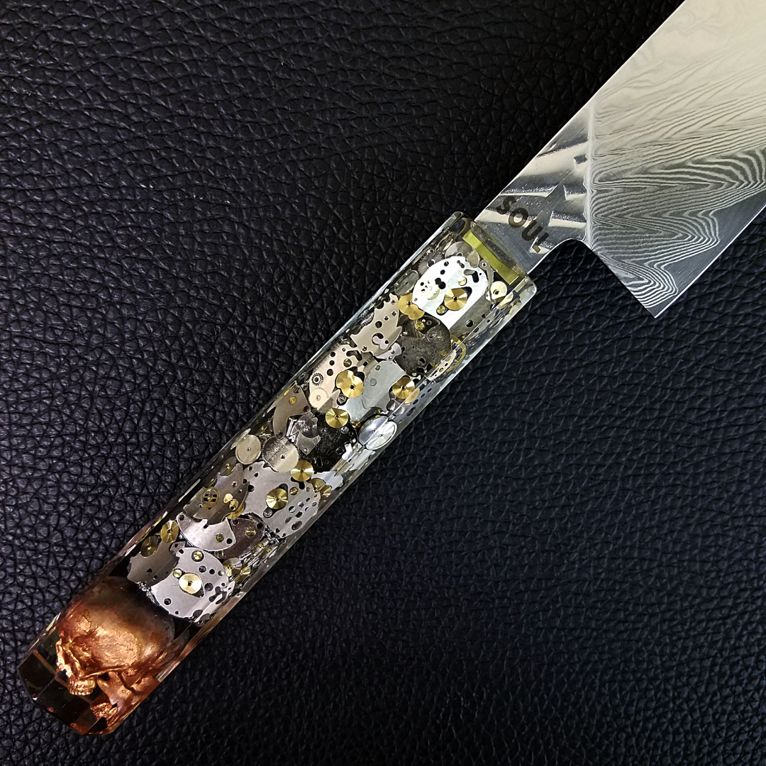Father Time [Bronze] - 210mm (8.25in) Sunray Damascus Gyuto Chef Knife