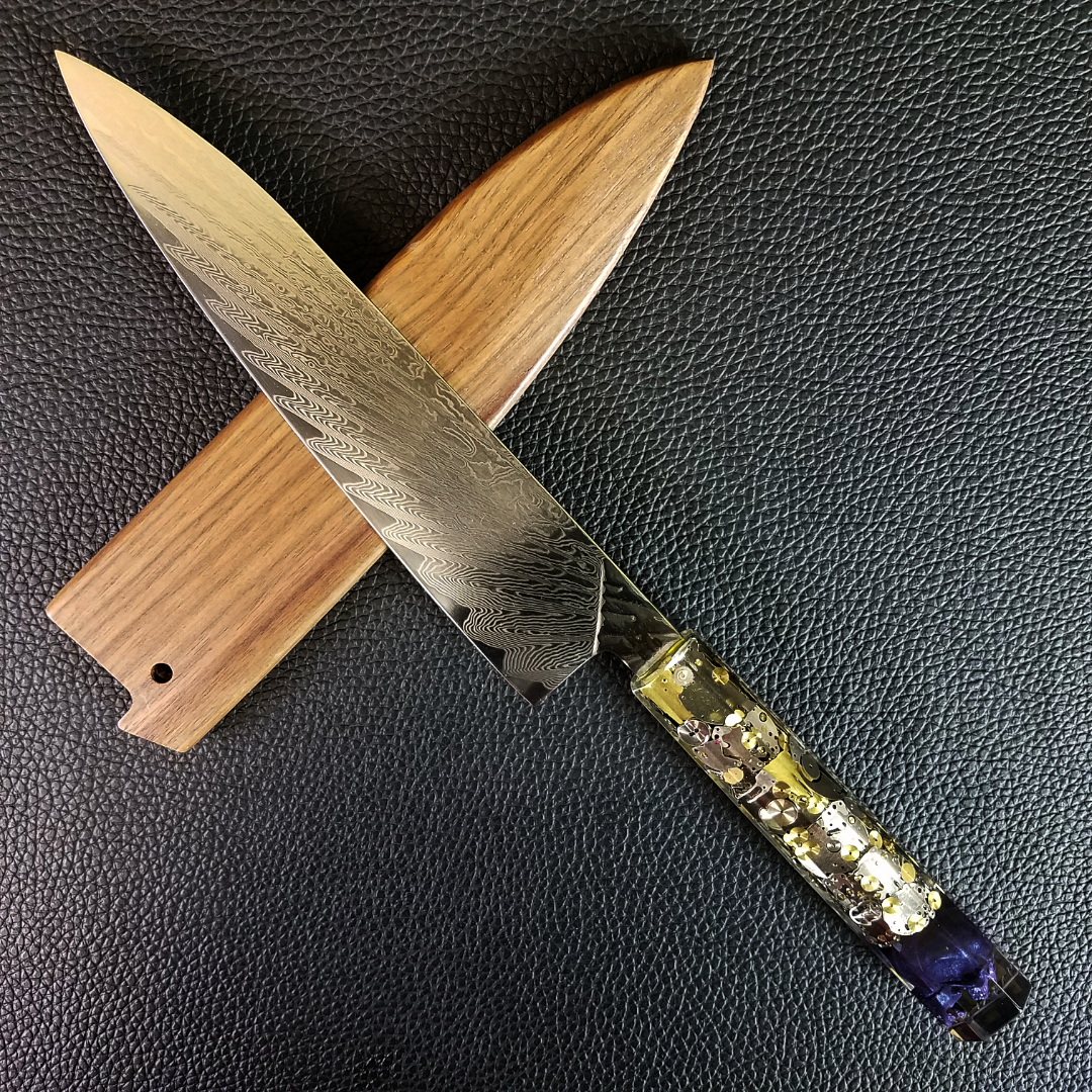 Nechronomicon - 210mm (8.25in) Sunray Damascus Gyuto Chef Knife