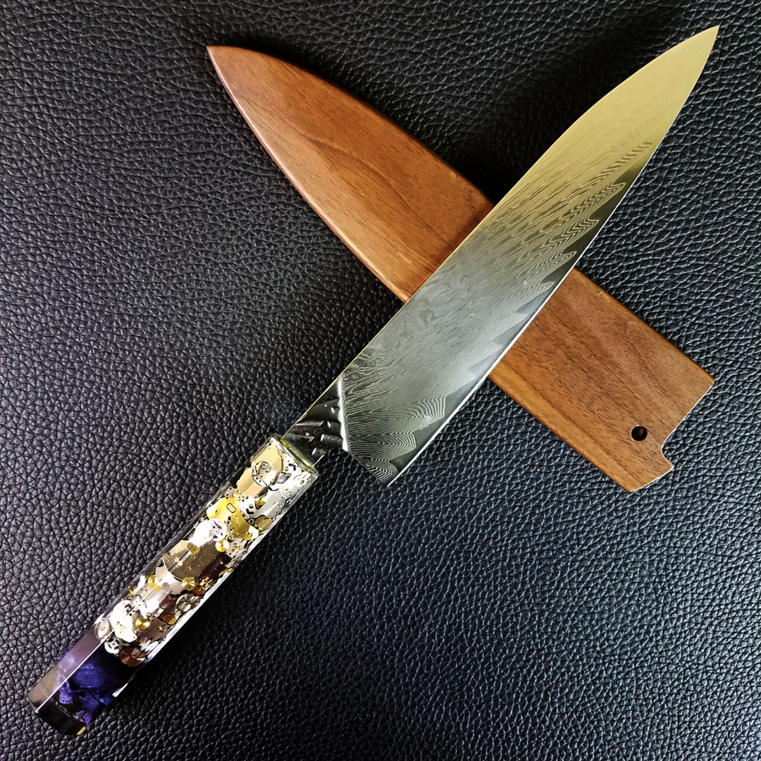 Nechronomicon - 210mm (8.25in) Sunray Damascus Gyuto Chef Knife