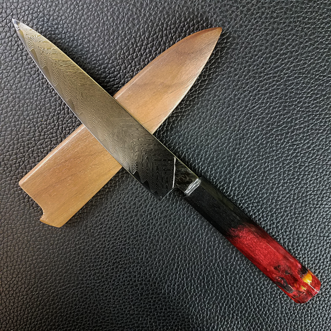 McFossil Fuel w/ Xtra Ketchup - 6in (150mm) Damascus Petty Culinary Knife