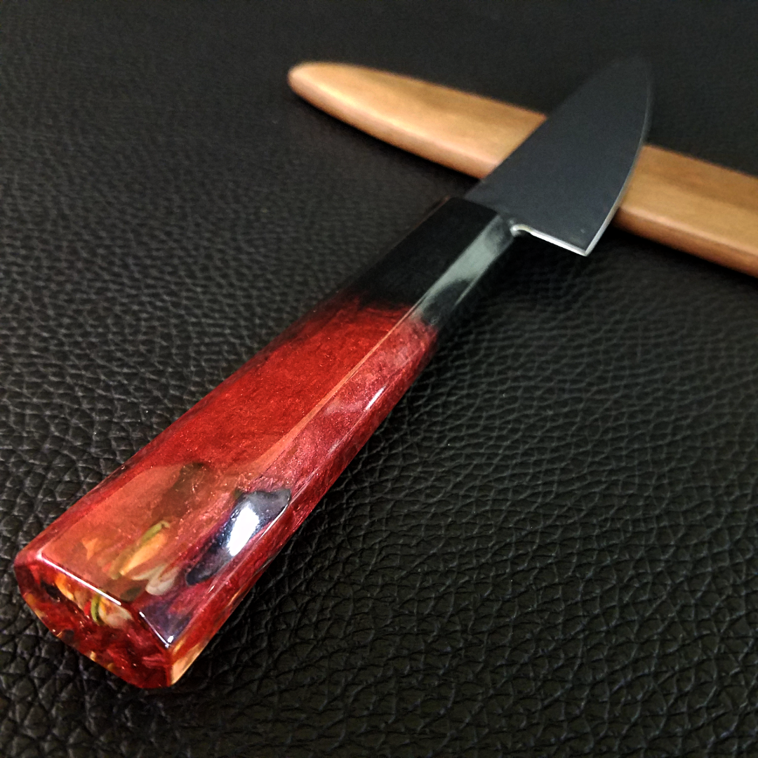 McFossil Fuel w/ Xtra Ketchup - 6in (150mm) Damascus Petty Culinary Knife