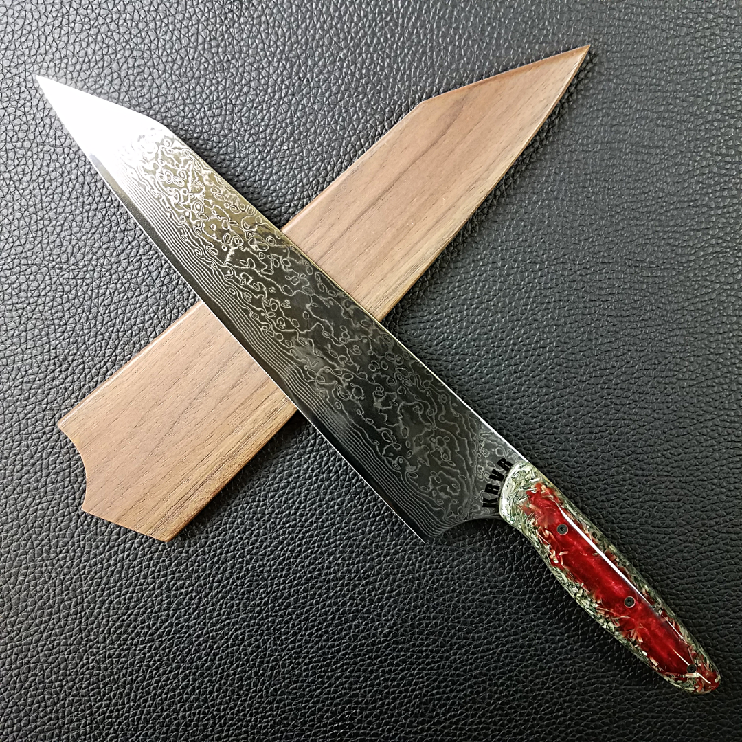 Blood Money - 10in (254mm) Damascus Gyuto - Raindrop - Smooth Handle