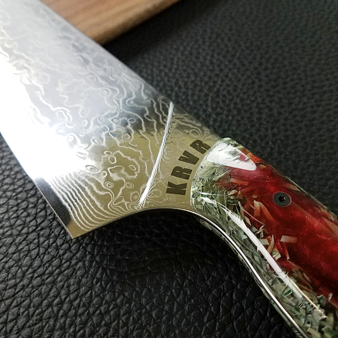 Blood Money - 10in (254mm) Damascus Gyuto - Raindrop - Smooth Handle