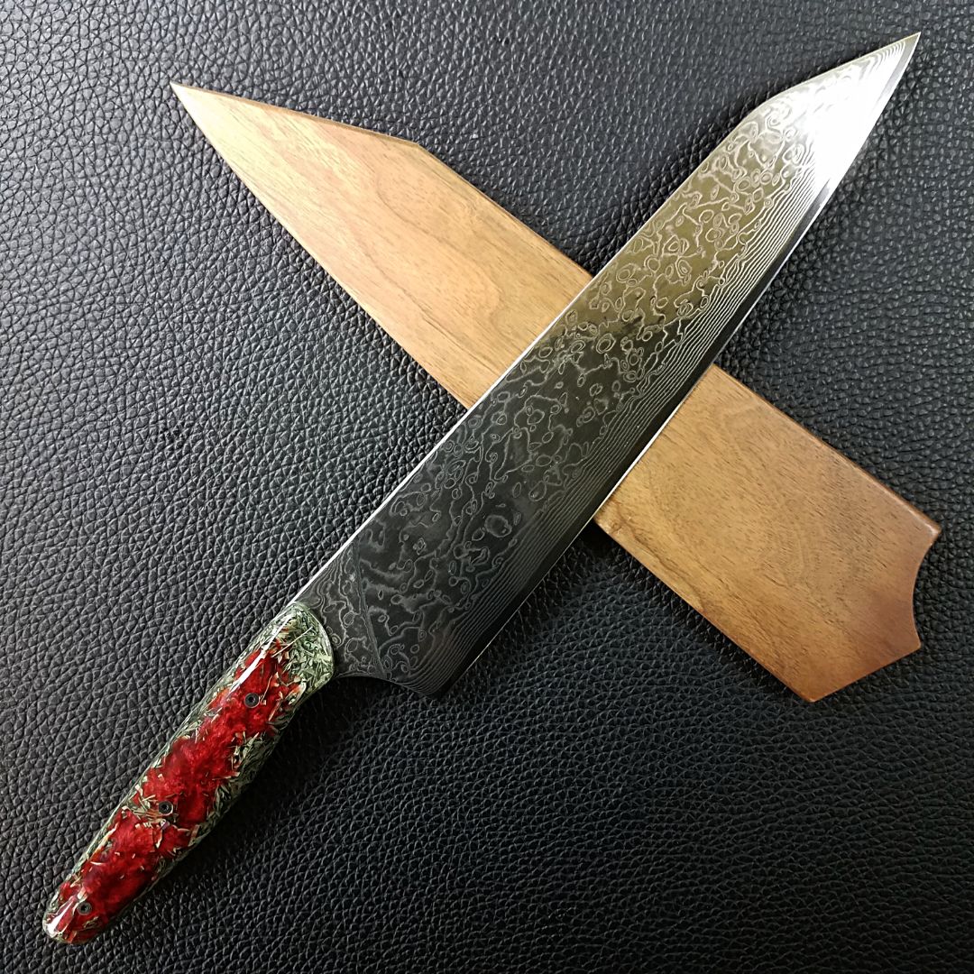 Blood Money - 10in (254mm) Damascus Gyuto - Raindrop - Smooth Handle