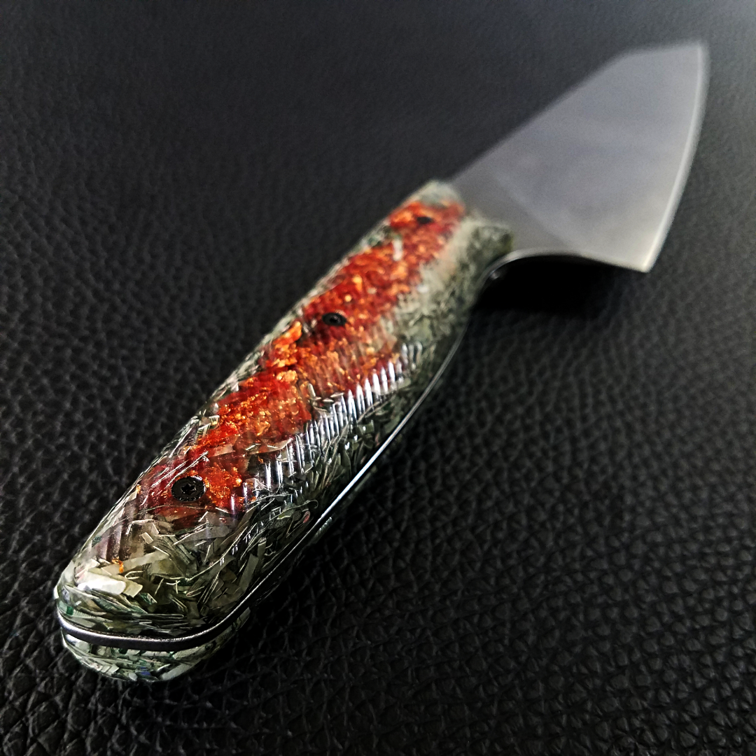 Blood Rich - 8in (203mm) Gyuto Chef Knife S35VN Stainless Steel - Wavy handle