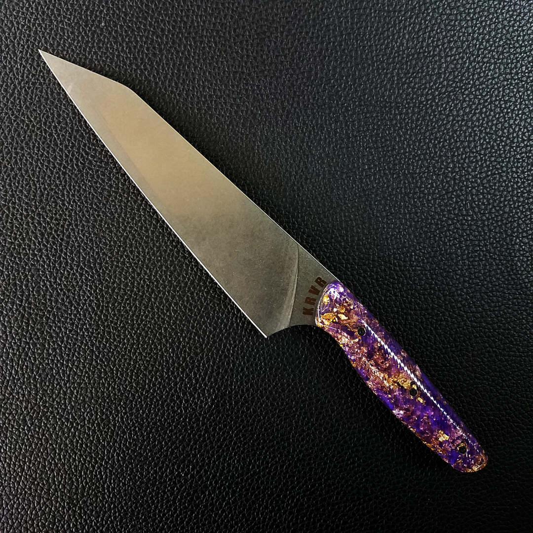 Purple Reign - 8in (203mm) Gyuto Chef Knife S35VN Stainless Steel - Wavy Handle