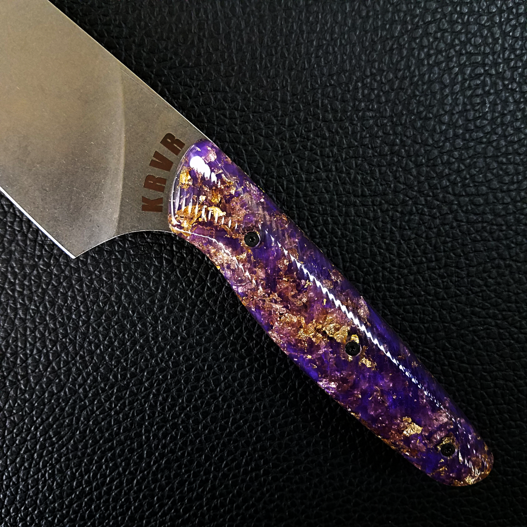Purple Reign - 8in (203mm) Gyuto Chef Knife S35VN Stainless Steel - Wavy Handle
