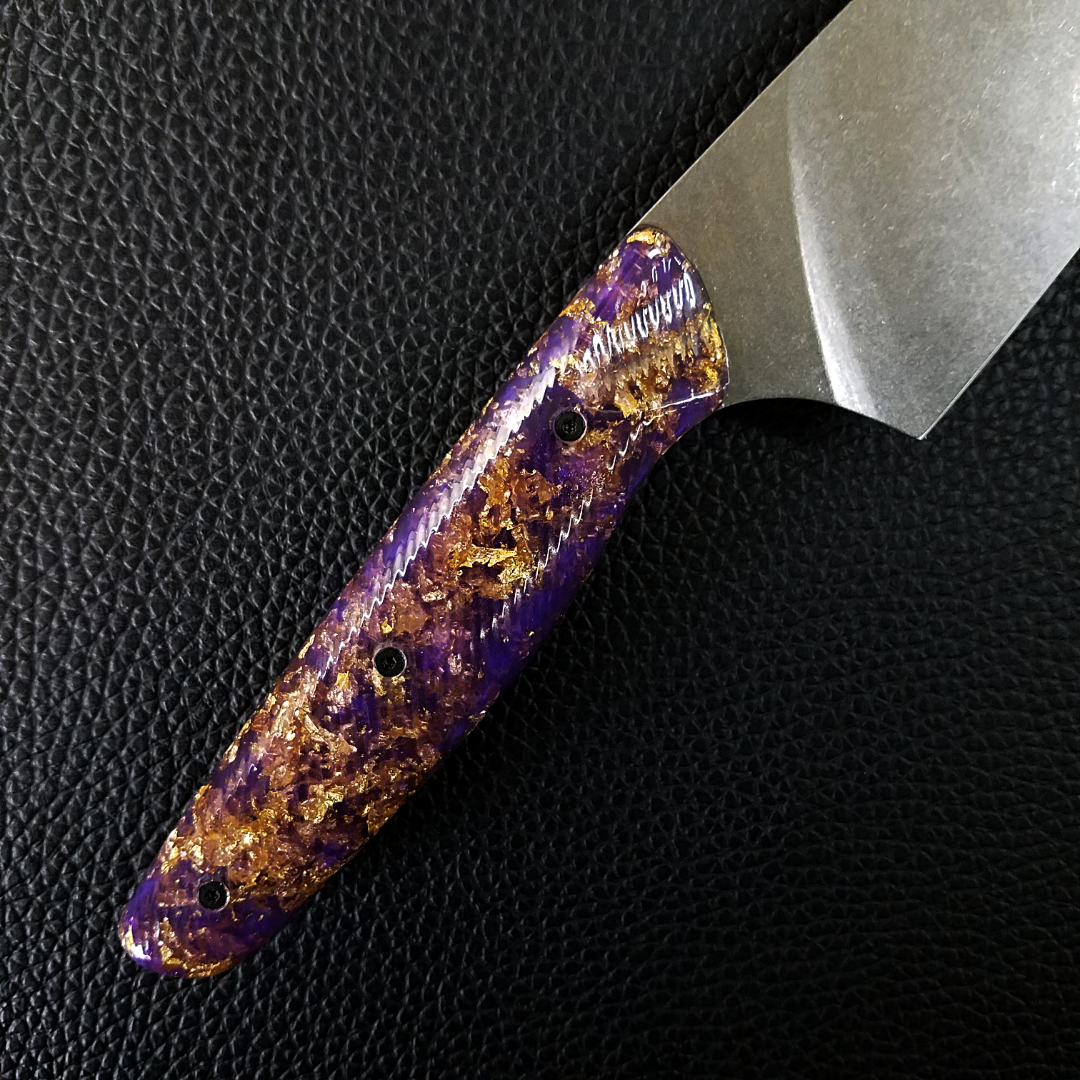 Purple Reign - 8in (203mm) Gyuto Chef Knife S35VN Stainless Steel - Wavy Handle