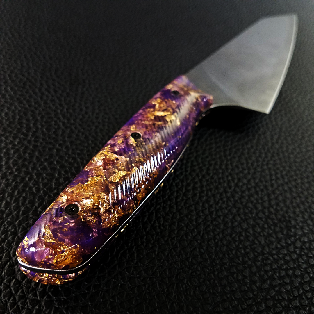 Purple Reign - 8in (203mm) Gyuto Chef Knife S35VN Stainless Steel - Wavy Handle