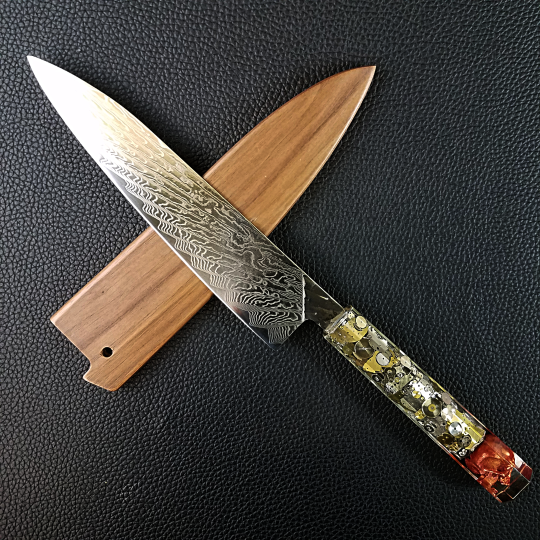 Father Time [Copper] - 210mm (8.25in) Sunray Damascus Gyuto Chef Knife