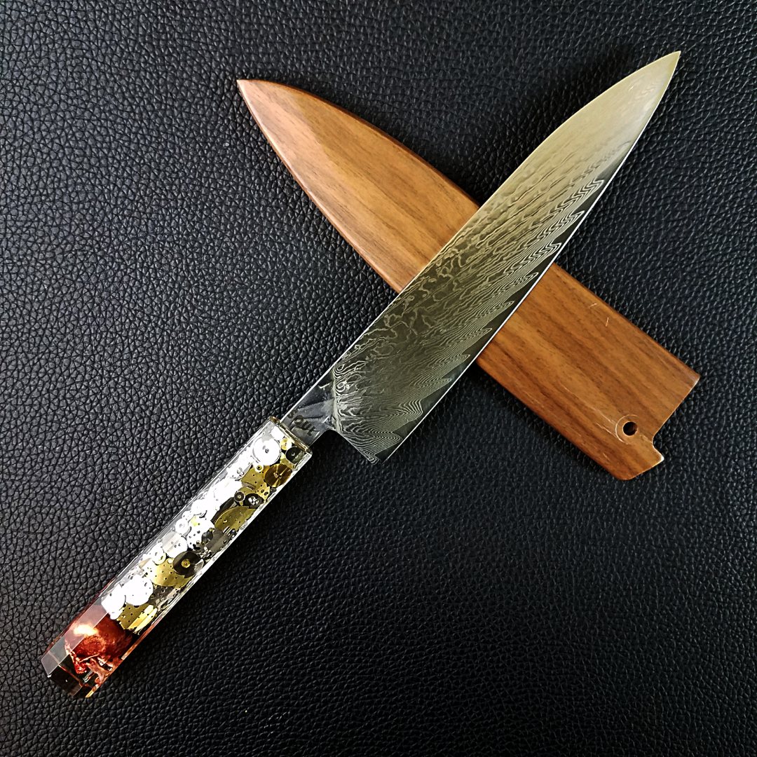 Father Time [Copper] - 210mm (8.25in) Sunray Damascus Gyuto Chef Knife