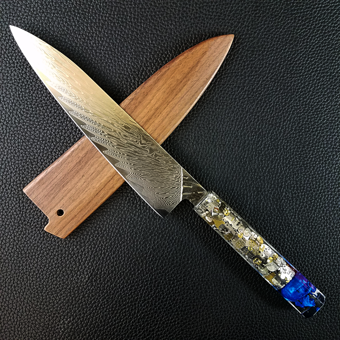 Father Time [Blue] - 210mm (8.25in) Damascus Gyuto Chef Knife