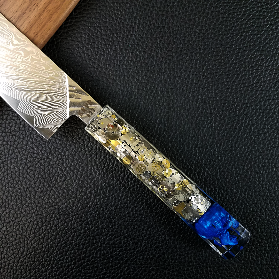 Father Time [Blue] - 210mm (8.25in) Damascus Gyuto Chef Knife