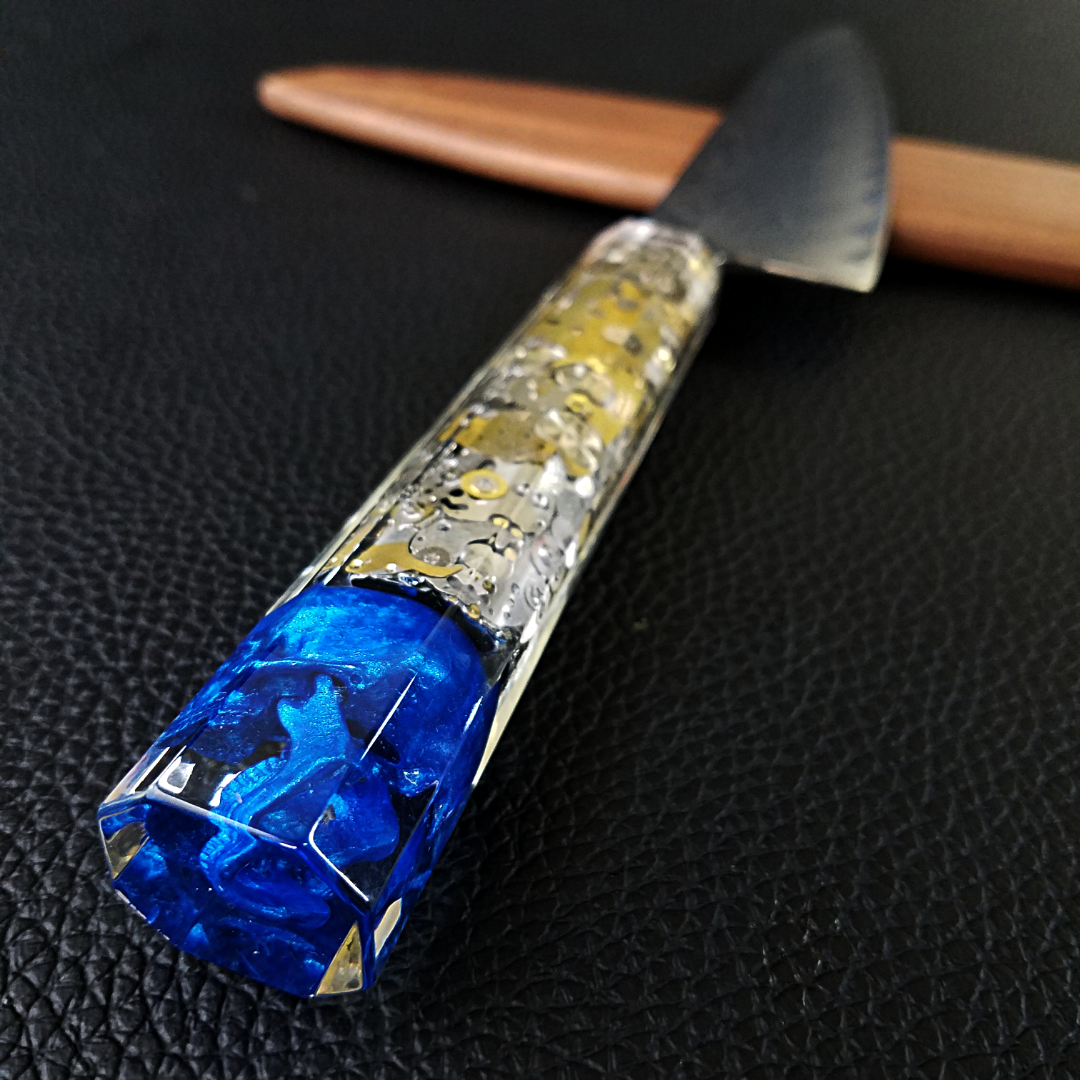 Father Time [Blue] - 210mm (8.25in) Damascus Gyuto Chef Knife
