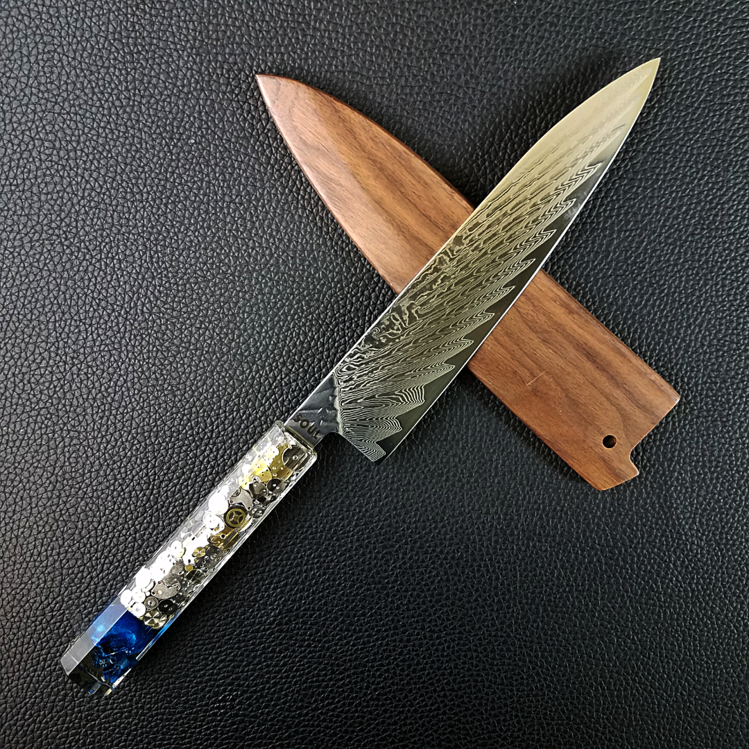 Dr. Manhattan - 210mm (8.25in) Sunray Damascus Gyuto Chef Knife