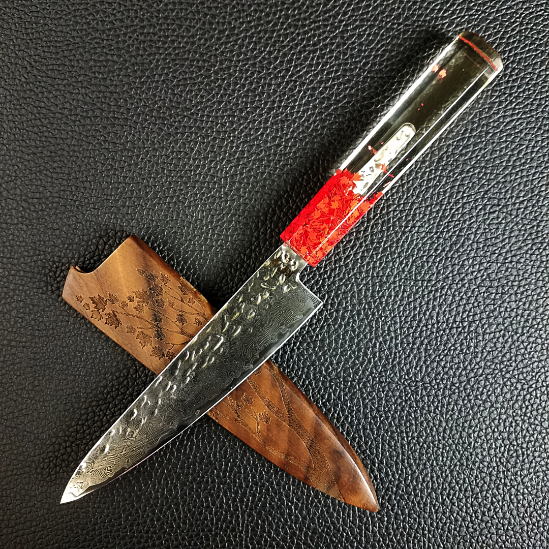 Red Autumn - 6in (150mm) Damascus Petty Culinary Knife