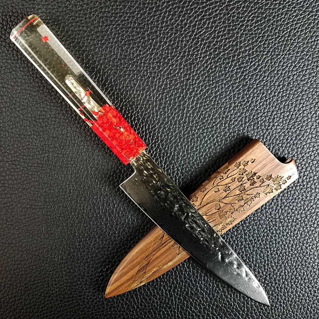 Red Autumn - 6in (150mm) Damascus Petty Culinary Knife