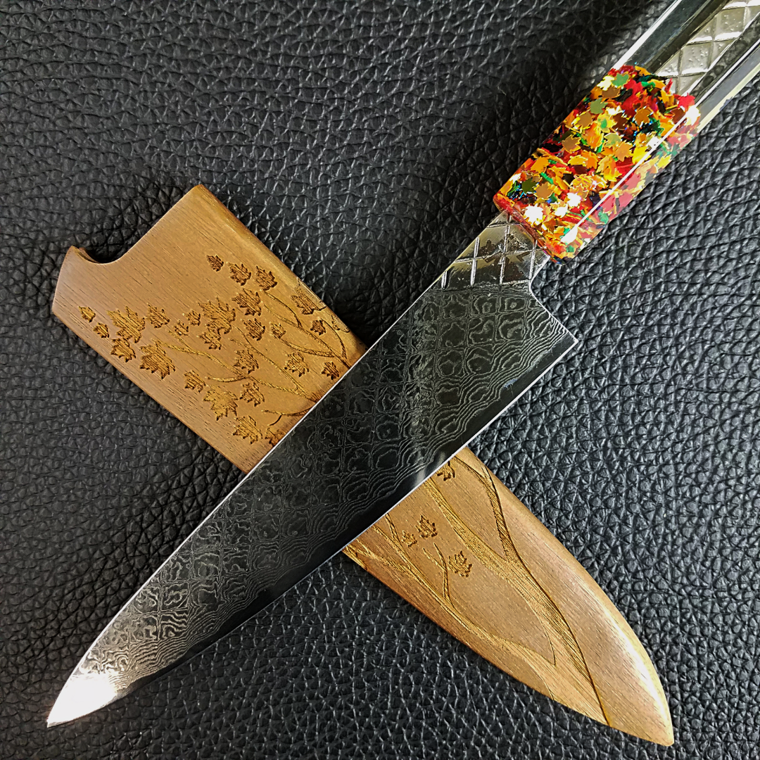 Polychrome Maple - 6in (150mm) Damascus Petty Culinary Knife