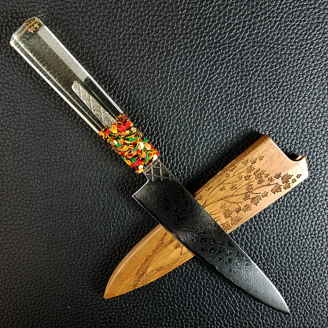 Polychrome Maple - 6in (150mm) Damascus Petty Culinary Knife