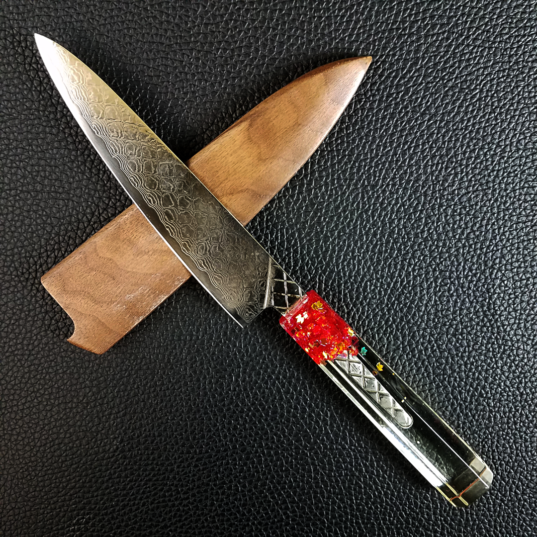 Maple Red Magic - 6in (150mm) Damascus Petty Culinary Knife