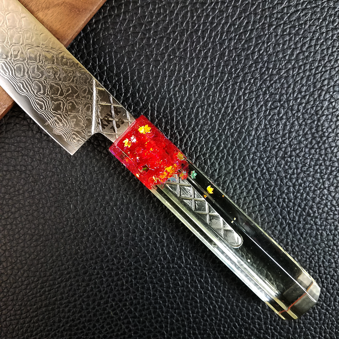 Maple Red Magic - 6in (150mm) Damascus Petty Culinary Knife