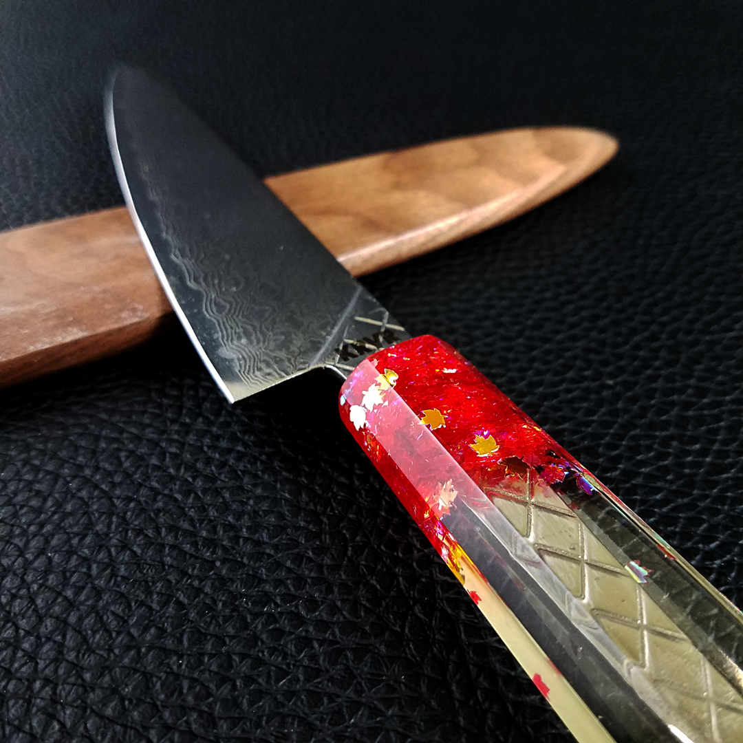 Maple Red Magic - 6in (150mm) Damascus Petty Culinary Knife