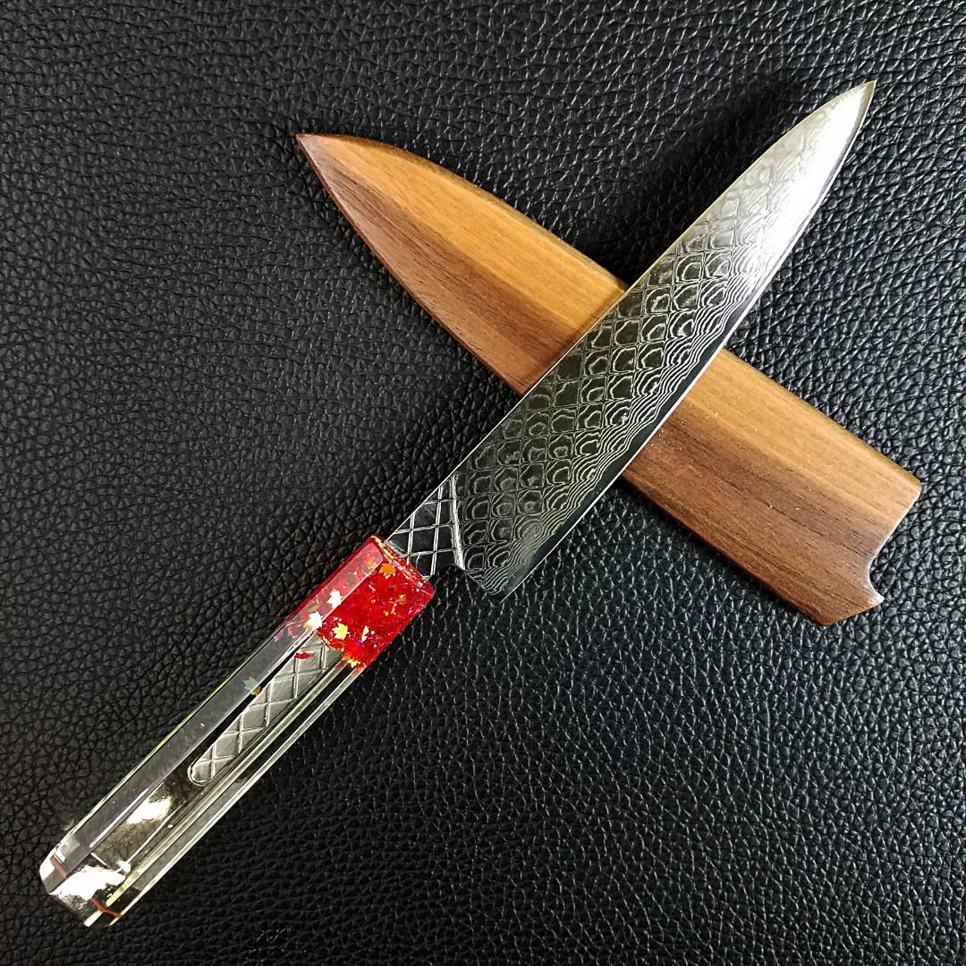 Maple Red Magic - 6in (150mm) Damascus Petty Culinary Knife