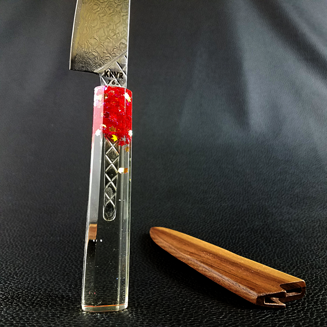 Maple Red Magic - 6in (150mm) Damascus Petty Culinary Knife