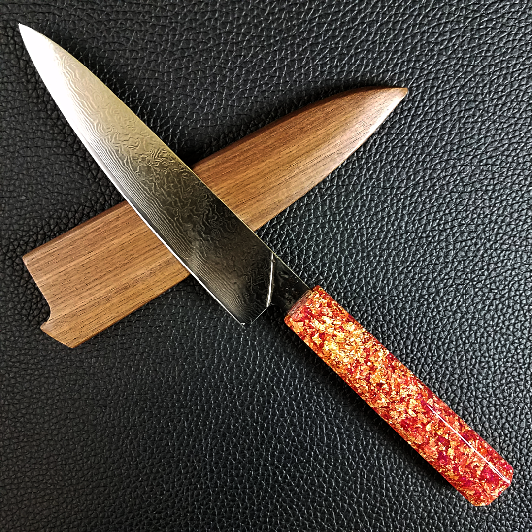 Pink Gold - 6in (150mm) Damascus Petty Culinary Knife