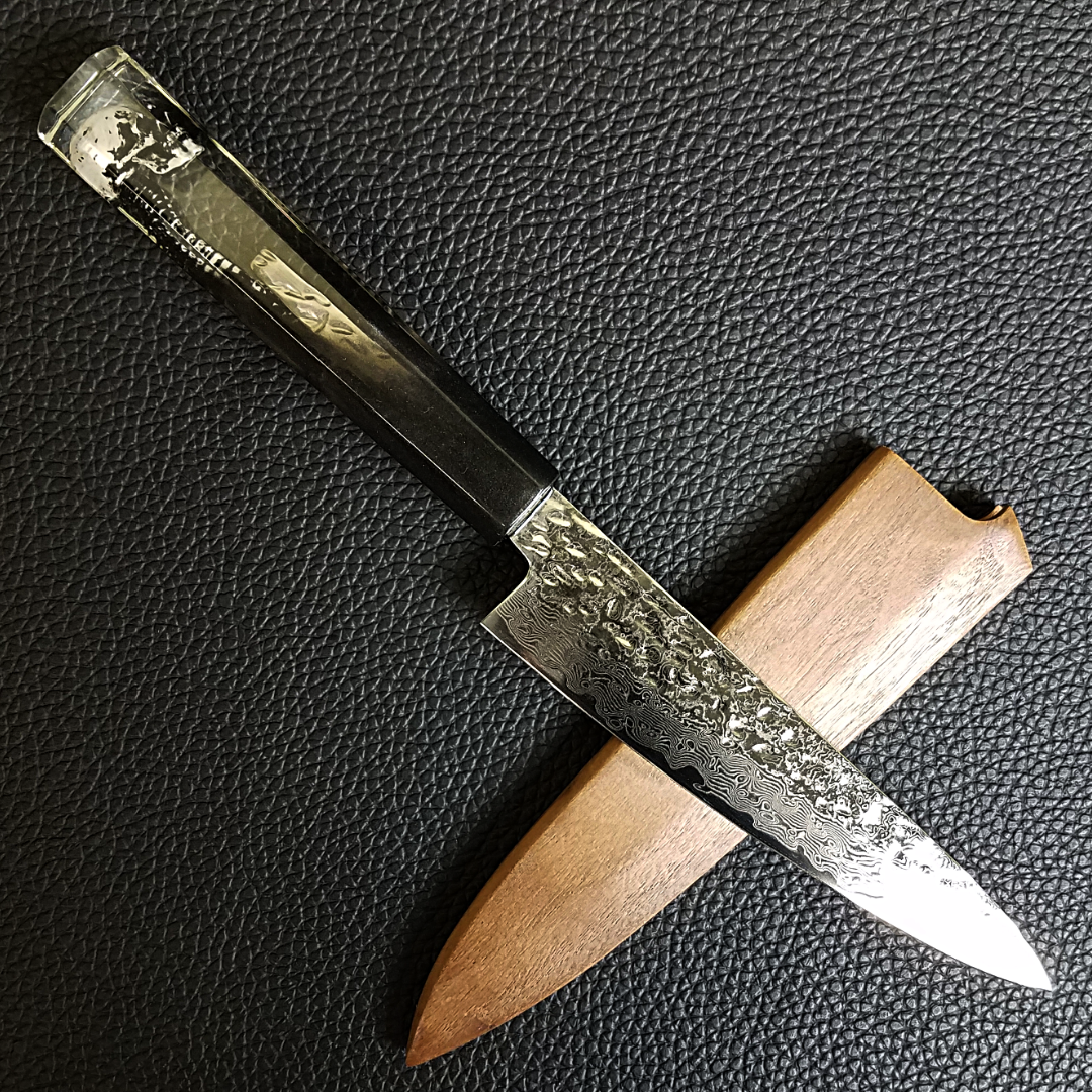 Spinal Tap: Black - 6in (150mm) Damascus Petty Culinary Knife