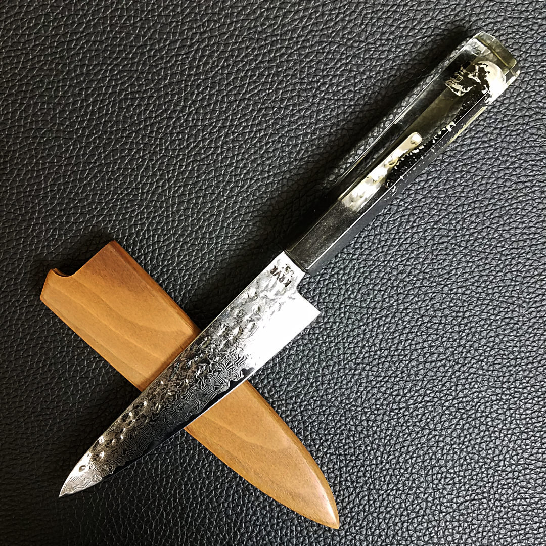 Spinal Tap: Black - 6in (150mm) Damascus Petty Culinary Knife