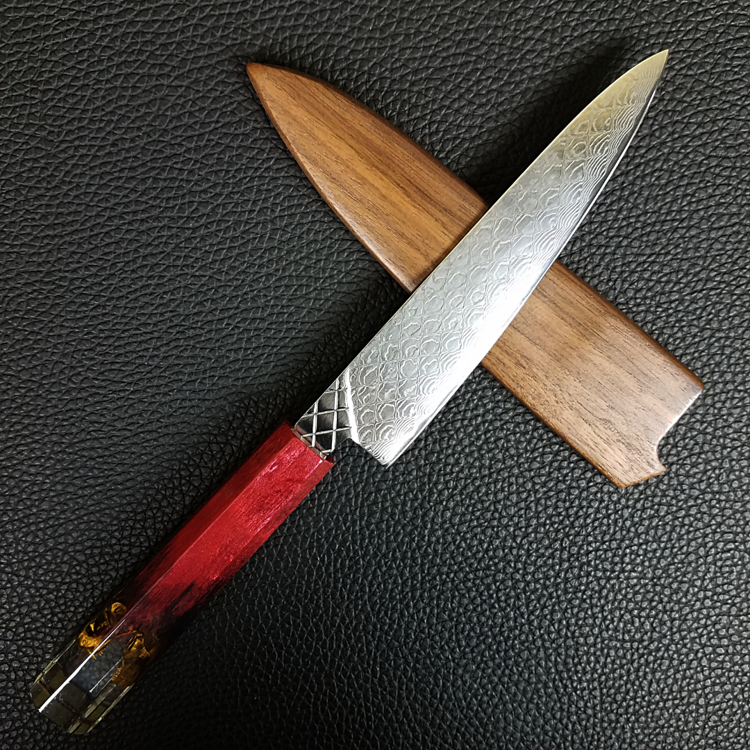 Jurassic Gold - 6in (150mm) Damascus Petty Culinary Knife