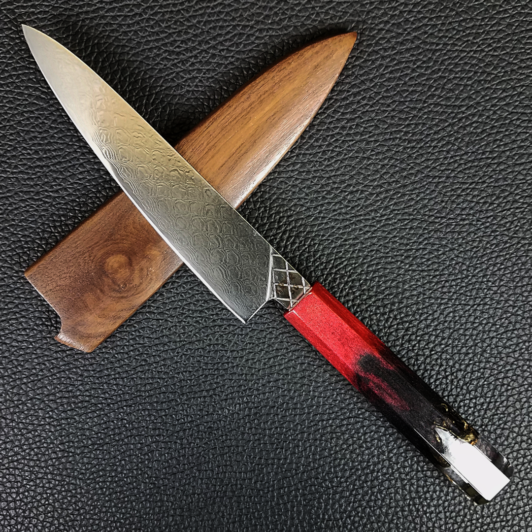 Jurassic Treasure - 6in (150mm) Damascus Petty Culinary Knife