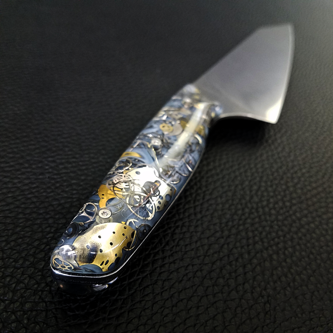 A Clockwork Gray - 8in (203mm) Gyuto Chef Knife S35VN Stainless Steel