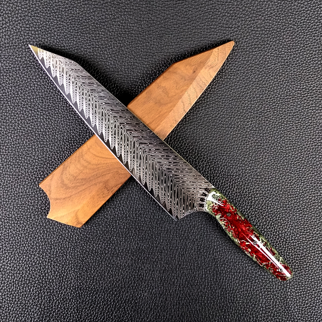 Blood Money - 10in (254mm) Damascus Gyuto - Sawtooth - Smooth Handle