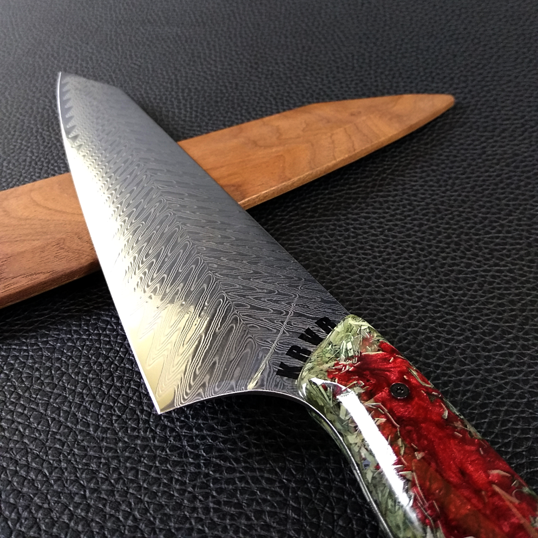 Blood Money - 10in (254mm) Damascus Gyuto - Sawtooth - Smooth Handle