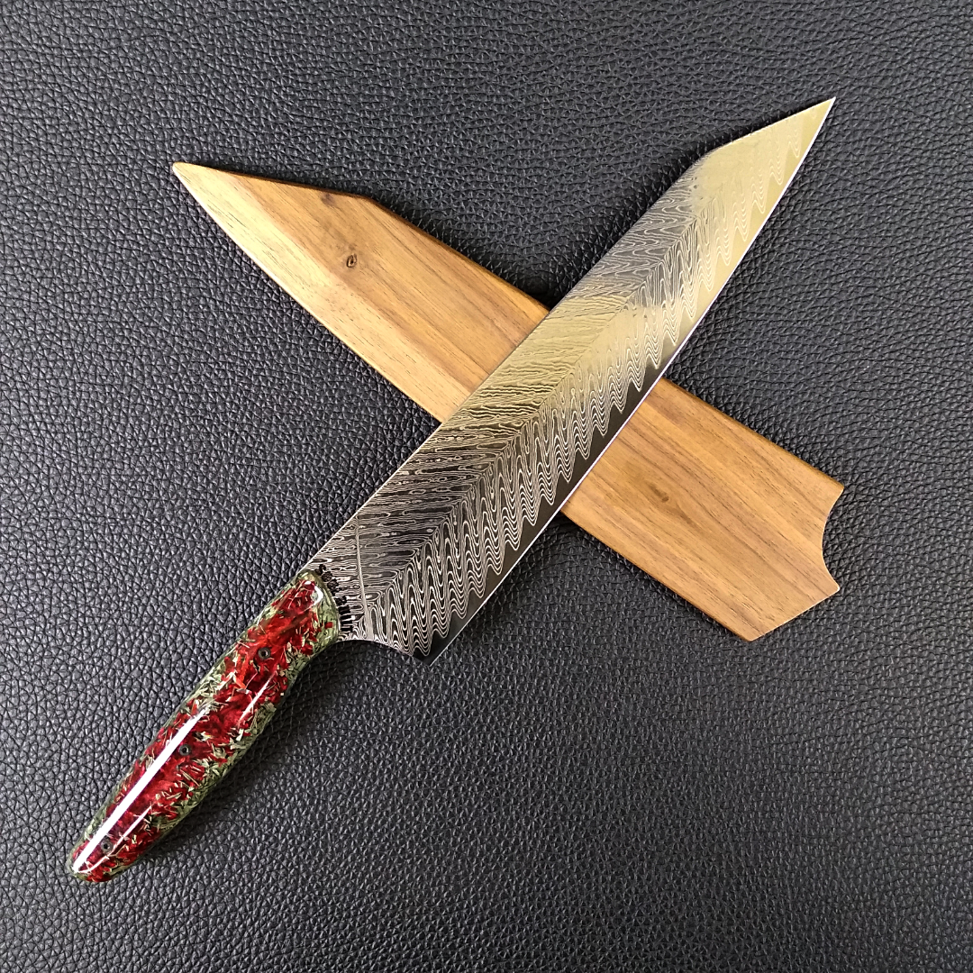Blood Money - 10in (254mm) Damascus Gyuto - Sawtooth - Smooth Handle