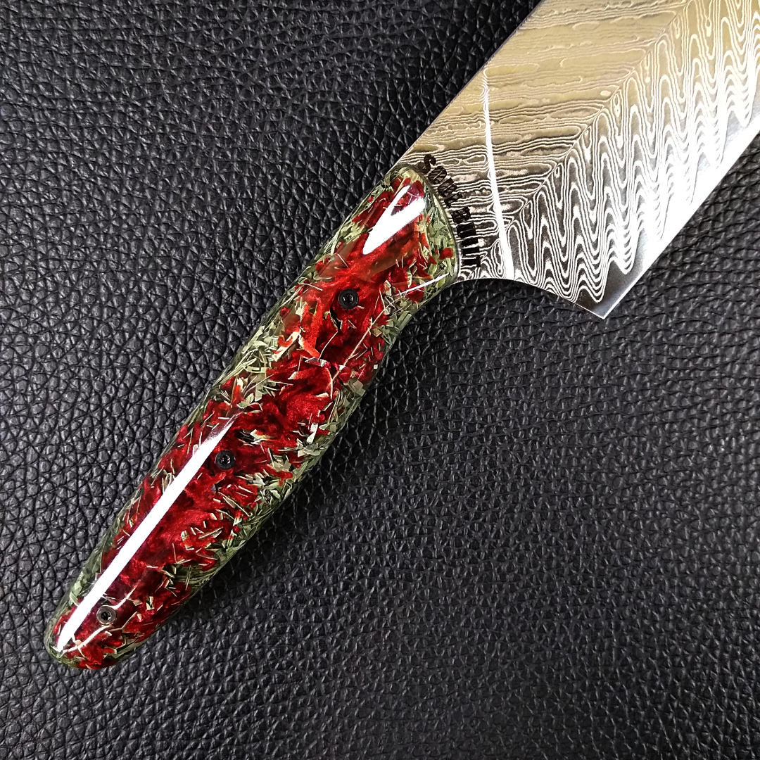 Blood Money - 10in (254mm) Damascus Gyuto - Sawtooth - Smooth Handle