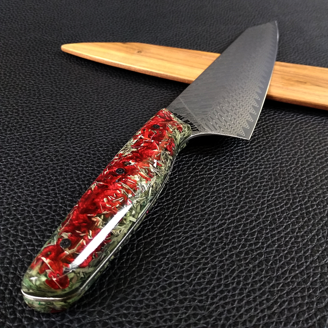 Blood Money - 10in (254mm) Damascus Gyuto - Sawtooth - Smooth Handle