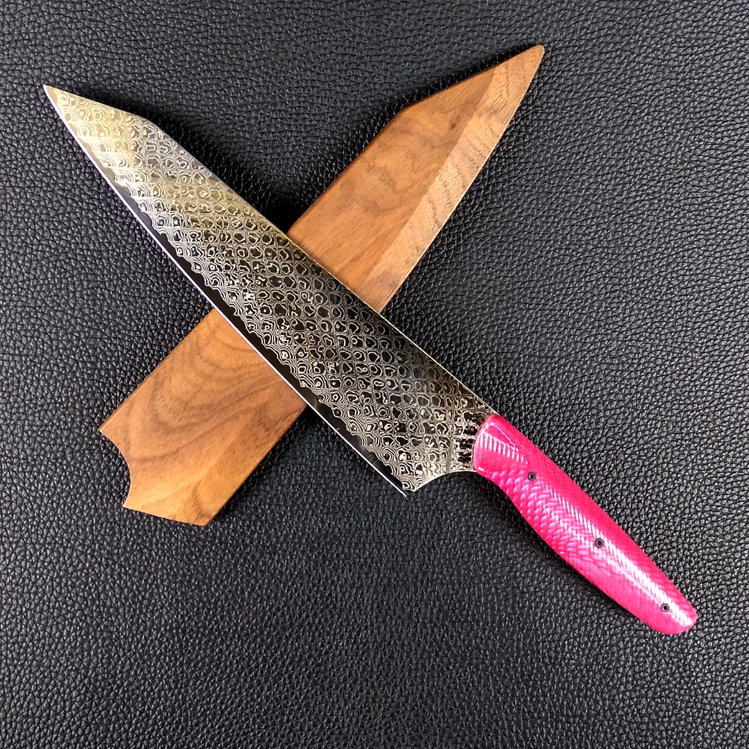 Pink Dragon - 10in (254mm) Damascus Gyuto - Dragonscale - Wavy Handle